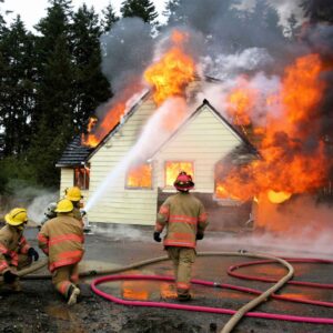 An image of a home on fire due to fire risks