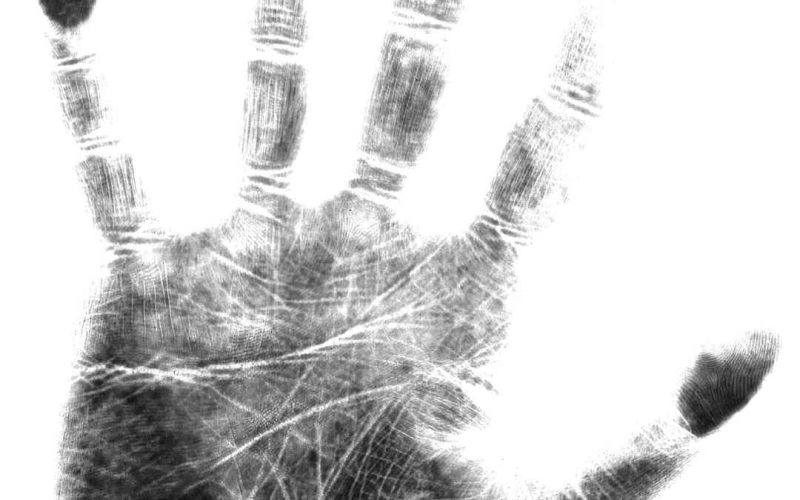 An image of a crime scene hand print